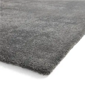 Charcoal Plain Shaggy Rug, Stain-Resistant Rug, Easy to Clean Rug for Bedroom, Living Room, & Dining Room-80cm X 150cm