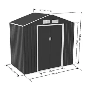 BillyOh Portland Apex Metal Shed Including Foundation Kit - 7 x 4