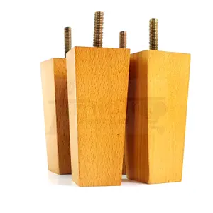 4 x SOLID WOOD FURNITURE FEET 100mm HIGH REPLACEMENT FURNITURE LEGS SOFAS CHAIRS STOOLS M10 Oak