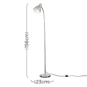 ValueLights Modern Brushed Chrome Adjustable Reading/Craft Floor Lamp