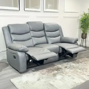 PS Global Aria 3+2 Seater Manual Fabric  Reclining Sofa Suite (Grey)