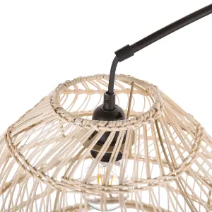 Floor Lamp with Rattan Shade Black GUAVIARE