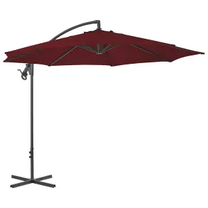 Berkfield Cantilever Umbrella with Steel Pole 300 cm Bordeaux Red