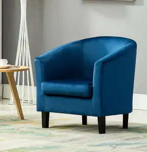 Velvet Fabric Tub Chair Armchair Club Chair Blue by MCC