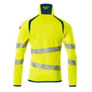 Mascot Accelerate Safe Microfleece jacket with Zip (Hi-Vis Yellow/Dark Petroleum)  (Medium)