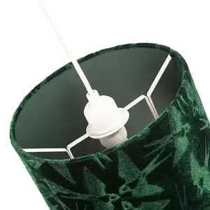 Bird Decorated Dark Forest Green Velvet Fabric Lamp Shade with Inner Lining