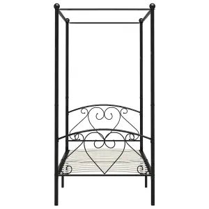 Berkfield Canopy Bed Frame Black Metal 100x200 cm