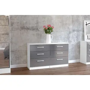 Birlea Lynx 6 Drawer Chest White & Grey