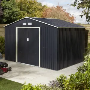 Rowlinson Trentvale 10x8 ft Apex Dark grey Metal 2 door Shed