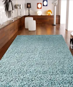 Duck Egg Blue Thick Shaggy Rug - California - 160x230cm (5'4"x7'8")