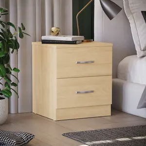 Maybery 2 Drawer Bedside Table, Bedroom Storage Cabinet Pine