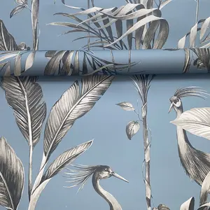 Azzurra Leaf Wallpaper Blue World of Wallpaper 9513