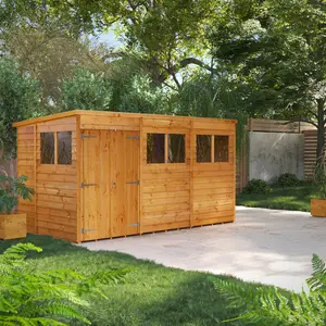 6.3 ft. W x 12.2 ft. D Solid Wood Overlap Pent Garden Shed