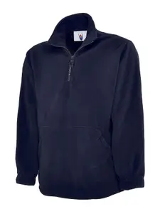 Uneek - Unisex Premium 1/4 Zip Micro Fleece Jacket - Half Moon Yoke - Navy - Size XS