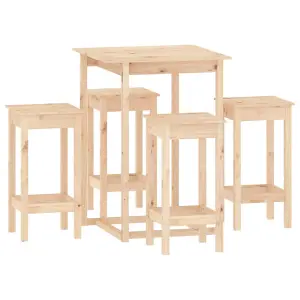 Berkfield 5 Piece Bar Set Solid Wood Pine