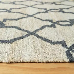 Modern Cream Trellis Geometric Jute Area Rug 160x230cm