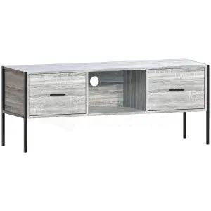 Vida Designs Brooklyn Grey 2 Drawer Industrial TV Unit Stand