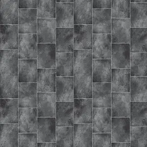 Black Modern Stone Effect Anti-Slip Vinyl Flooring For Kitchen, Bathroom, 4.0mm Thick Vinyl Sheet-6m(19'8") X 4m(13'1")-24m²