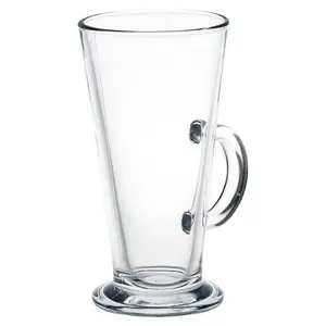 Queensway Home & Dining Height 16cm 6 x 260ml Clear Glass Tall Hot Chocolate Coffee Latte Mugs Glasses Tumblers