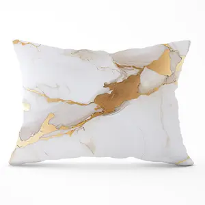 White Marble With Gold Cushions 33cm x 48cm