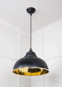 Hammered Brass Harborne Pendant in Elan Black