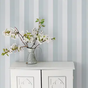 Galerie Secret Garden Duck Egg Blue Vertical Stripe Wallpaper Roll