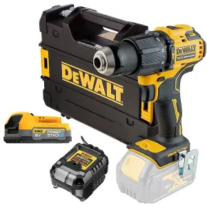 DeWalt DCD709E1T 18V XR Brushless Combi Hammer Drill - 1 x POWERSTACK Batteries