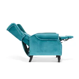 Velvet Teal Marianna Manual Recliner Wingback Chair