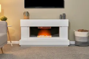 Adam Verona Fireplace Suite in Pure White, 48 Inch