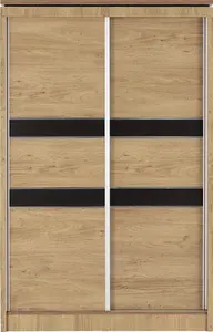 Charles 2 Door Sliding Wardrobe Oak Effect Veneer with Walnut Trim