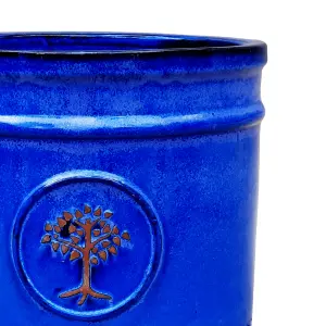 Verve Barcău Gloss Blue Ceramic Round Plant pot (Dia) 38cm, (H)34cm, 39L