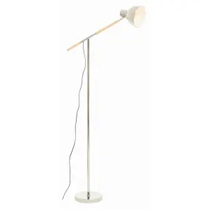 Interiors by Premier Chrome Adjustable Floor Lamp, Convenient Office Lamp, Space-Saver Floor Lamp, Rotating Bedroom Lamp