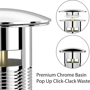 Bonicxane Slotted Click Clack Bathroom Pop Up Basin Waste