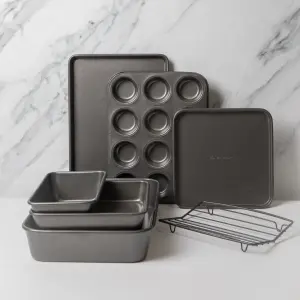 MasterClass Bakeware Set of Roasting Pans, Rack, Trays, and Pizza Crisper