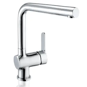 Deva Ethos Single Lever Modern Mono Kitchen Sink Mixer Tap With Chrome Finish Swivel Spout - Easy Use Deck Mount Taps