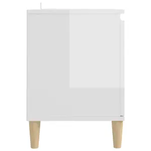 Berkfield TV Cabinet & Solid Wood Legs High Gloss White 103.5x35x50 cm