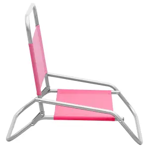 Berkfield Folding Beach Chairs 2 pcs Pink Fabric