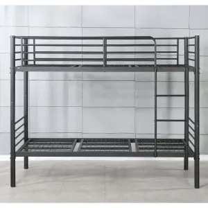 Reinforced Beds, Anmer Bunk Bed in Black - Strong Mesh Base with Solid Structure - Suitable for Adult Use -  Single (3ft)