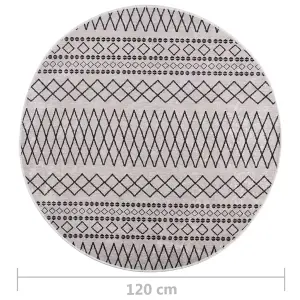 Rug Washable f120 cm Black and White Anti Slip