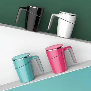 White Spill Resistant Mug - Non-Tip Vacuum Cup with Stainless Steel Double Walled Insulated Interior & Fitted Lid - 450ml Capacity