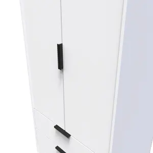 Fuji 2 Door 2 Drawer Wardrobe in White Matt (Ready Assembled)