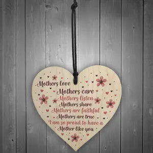 Red Ocean Mother's Day Gift Mother's Day Card Wooden Heart Gift For Mum Daughter Son Gifts Keepsake