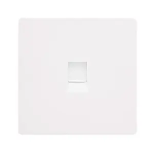 White Metal Screwless Plate Rj11 Socket - White Trim - SE Home