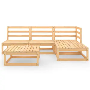 5 Piece Garden Lounge Set Solid Wood Pine