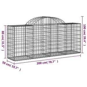 Berkfield Arched Gabion Baskets 50 pcs 200x50x80/100 cm Galvanised Iron