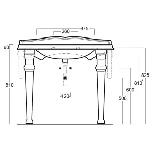 Altara Traditional Console Basin with Ceramic Legs