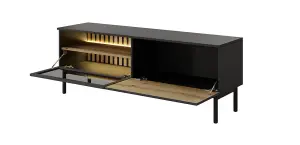 Stylish Lang TV Cabinet H550mm W1500mm D390mm in Oak Evoke & Black - Your Ultimate Entertainment Hub