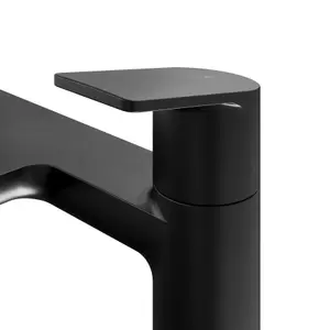 GoodHome Ajeeta Matt Black Deck-mounted Manual Single Bath Filler Tap