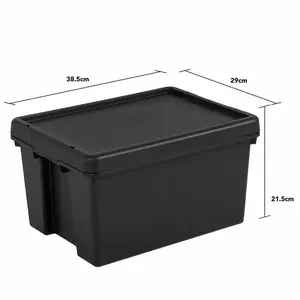 Black recycled plastic 16L Storage Box