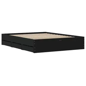 Berkfield Bed Frame with Drawers without Mattress Black 140x190 cm